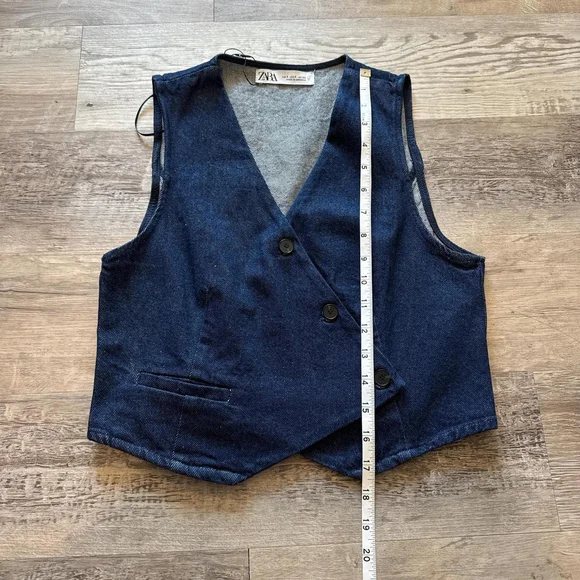 ZARA DOUBLE-BREASTED DENIM VEST - BRAND NEW WITH TAG - SIZE S - Picture 4 of 8